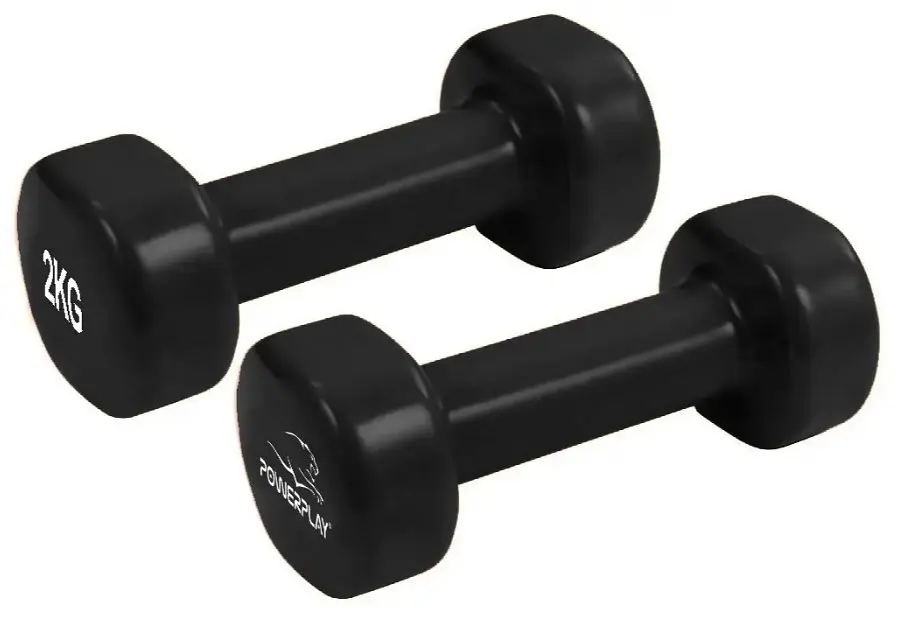 Гантели виниловые PowerPlay 2*2 кг PP_4121 Черные 2 шт + Резинка для фитнеса 7,5 кг (PP_4121_2*2kg) - фото 3