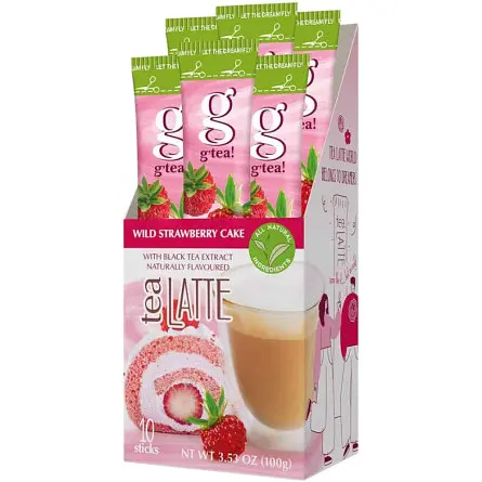 Напиток G'tea! Tea Latte Wild Strawberry Cake на основе экстракта черного чая 10 г (924964) - фото 3