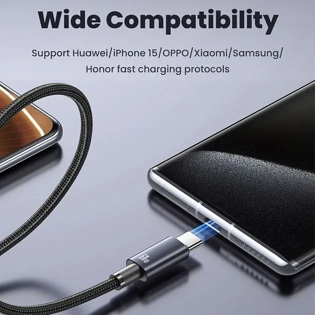 Кабель Usams US-SJ661 USB-C to USB-C 60W 5A 1.2m Tarnish [138985] - фото 4