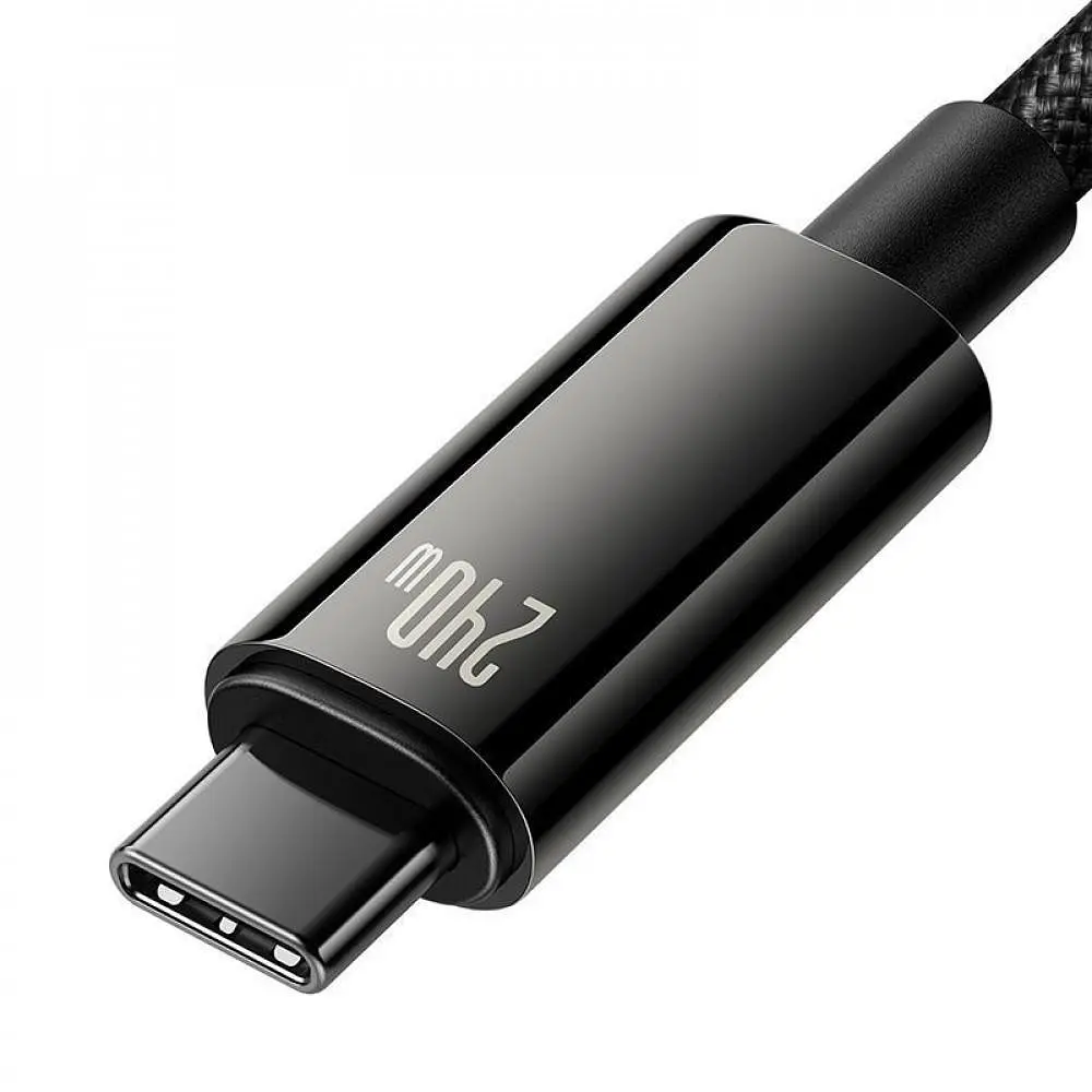 Кабель Baseus Tungsten Gold Fast Charging Type-C to Type-C 240W (1m) black (CAWJ040001) - фото 4