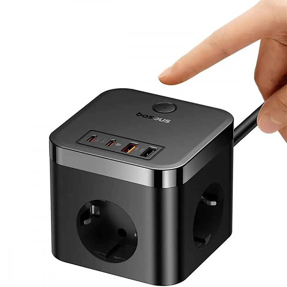 Мережевий фільтр Baseus PowerCombo Cube Power Strip 3xAC+2xUSB+2xType-C 30W (1.5m) - фото 3