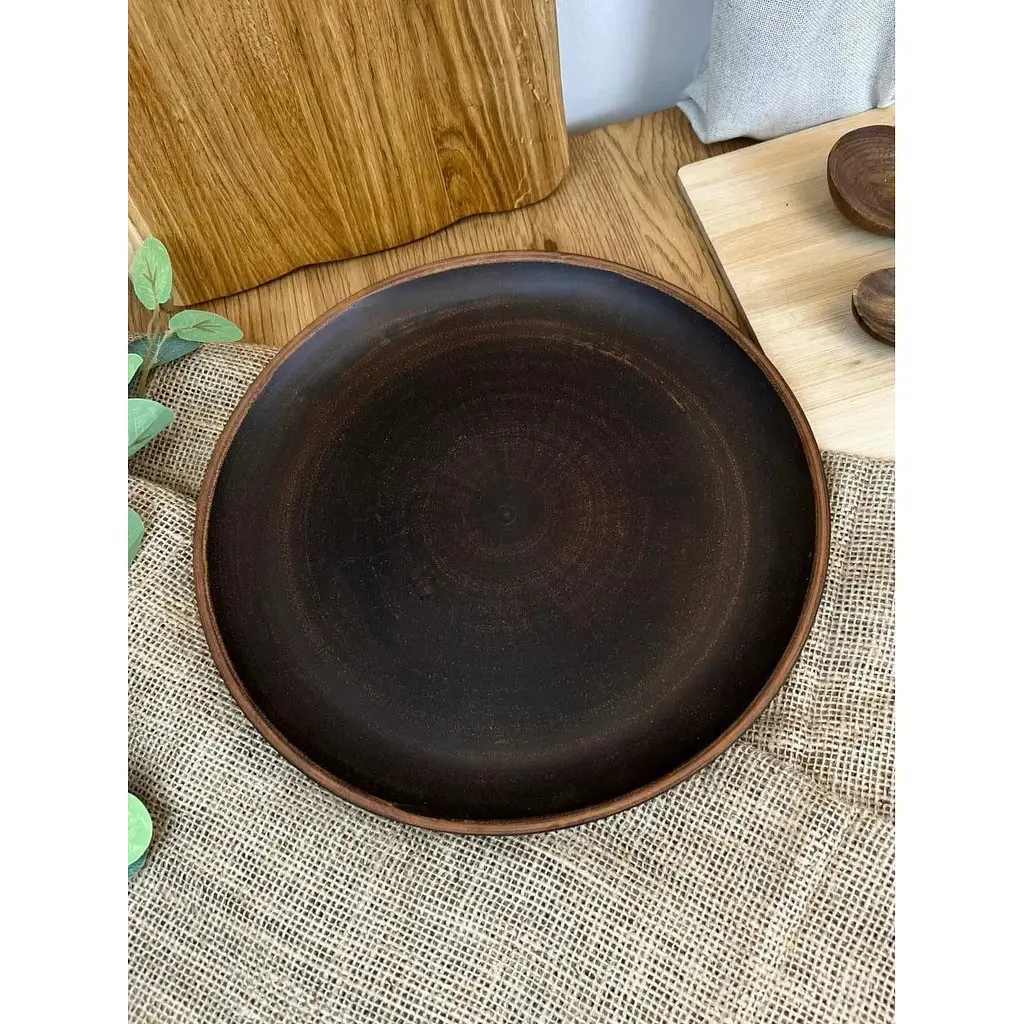 Блюдо для піци 30 см керамічна (глиняна) Гладке - фото 2