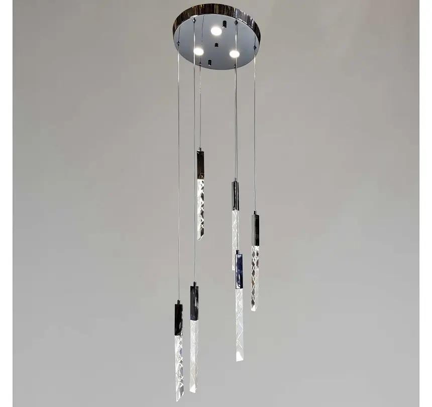 Срібляста каскадна LED люстра на 6 скляних підвісів Artlight 2350/6SL - фото 4
