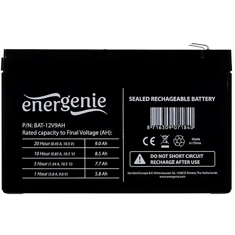Акумулятор EnerGenie BAT-12V9AH - фото 2
