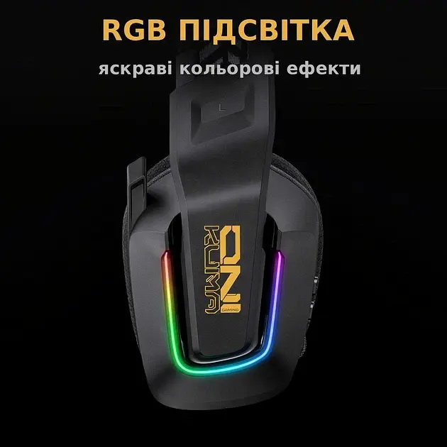 Беспроводные игровые наушники Onikuma GT828 геймерская Bluetooth гарнитура с микрофоном и RGB Black (19119) - фото 9