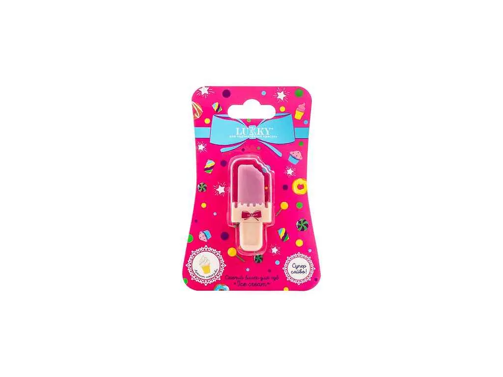 Блиск для губ LUKKY сяючий Ice-cream, фуксія, Полуничне морозиво T25395