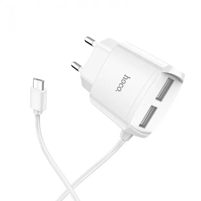 Зарядное устройство HOCO C59A Mega joy со встроенным кабелем micro USB Белый - фото 2