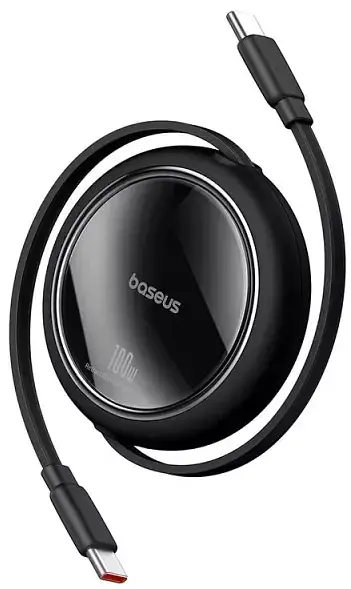 Кабель Baseus Free 2 Draw Mini Retractable Charging Cable Type-C to Type-C 100W 1m P10364500111-00 Black - фото 1