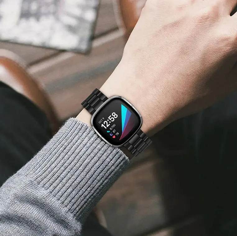 Металлический ремешок Primolux для часов Fitbit Versa 3/Fitbit Sense Black - фото 5