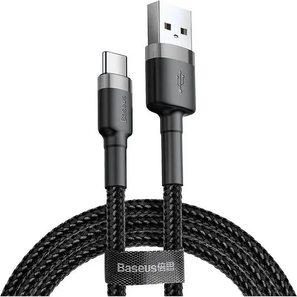 Кабель Baseus Cafule cable USB For Type-C 3A 1m Gray Black - фото 5