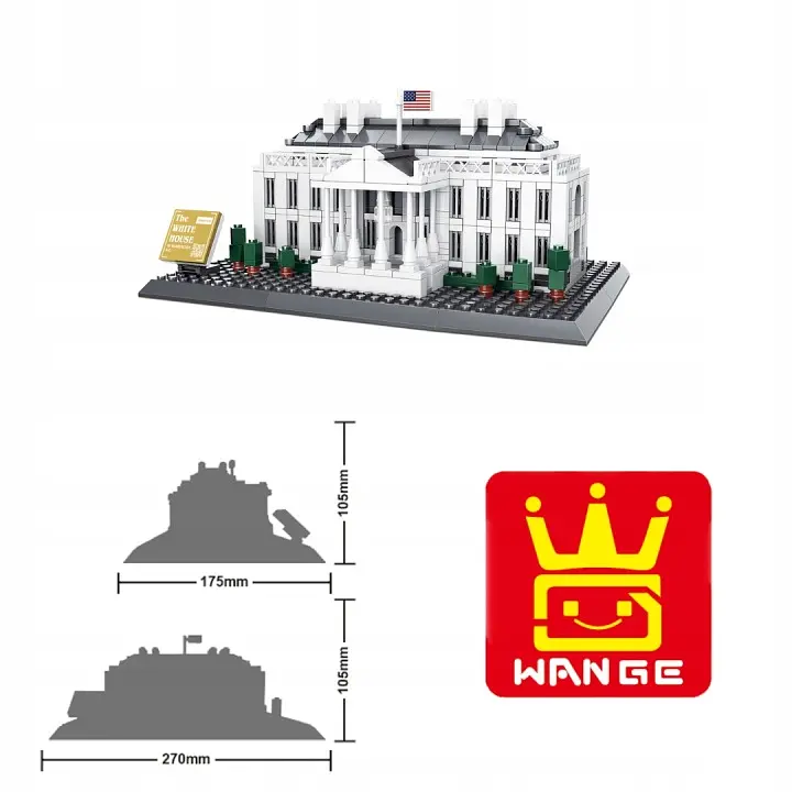 Конструктор Wange Архітектура 3D Білий дім The White house of Washington-USA 4214 3Д 773 деталі - фото 4