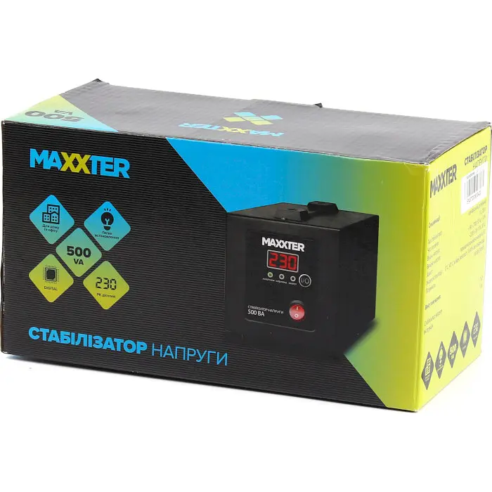 Стабілізатор напруги Maxxter MX-AVR-E500-01 500VA (MX-AVR-E500-01) - фото 3