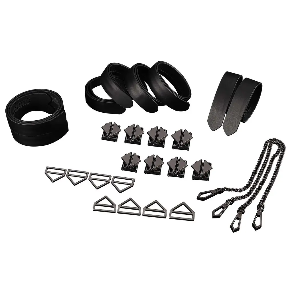 Набір для бондажу LOCKINK 8-Bondage-Straps Restraint Set, чорний 8 ременів з натуральної шкіри - фото 7
