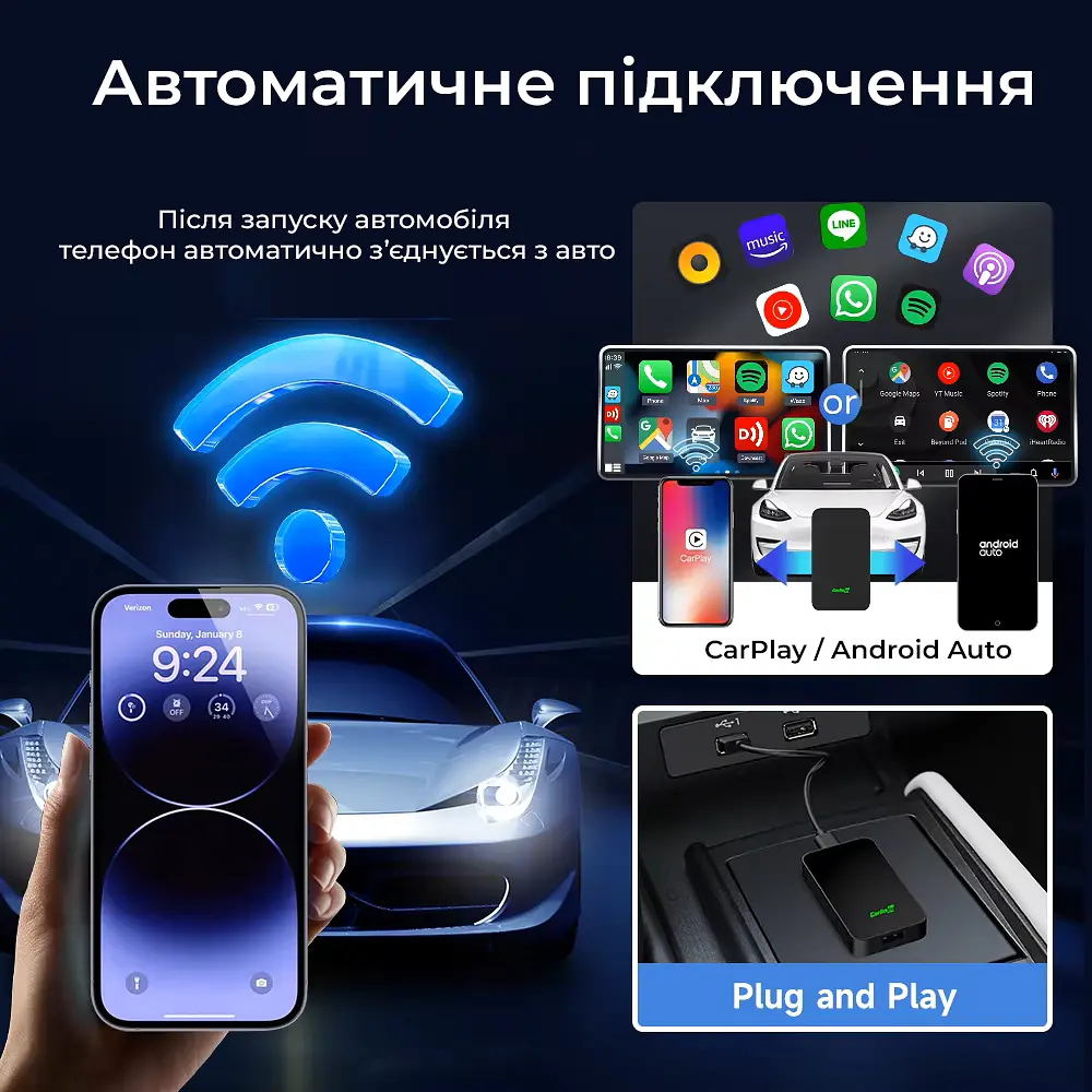 Адаптер CarlinKit 5.0 2air для бездротового Apple CarPlay або Android Auto (CPC200 2air) - фото 3