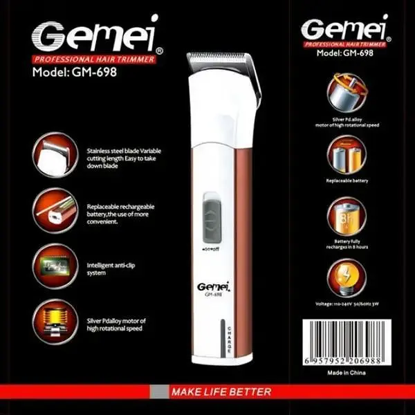 Многофункциональный триммер Gemei GM-698 2 в 1 для стрижки волос носа ушей бровей - фото 4