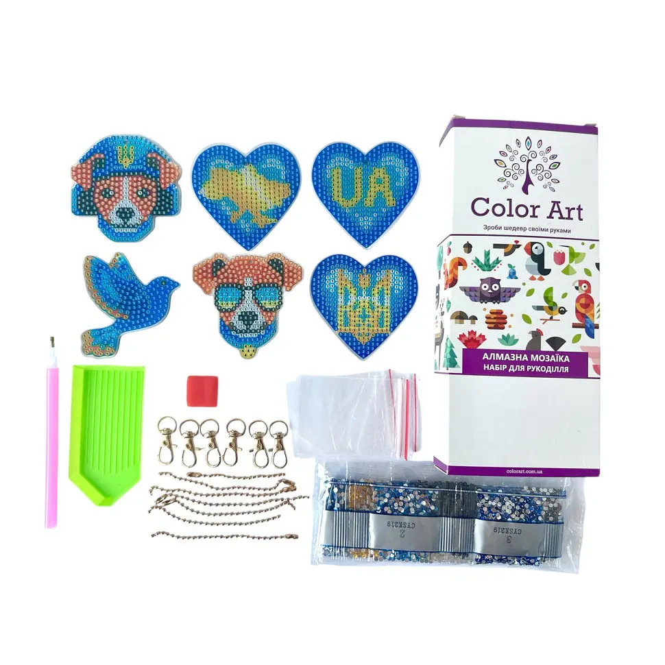 Набір брелків алмазна викладка Патріотичні BR40, 6 штук - фото 2