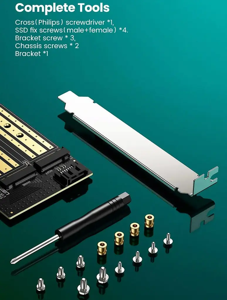 Контроллер Ugreen PCI-E 3.0 для SSD M.2 NVMe + M.2 NGFF CM302 (70504) - фото 8