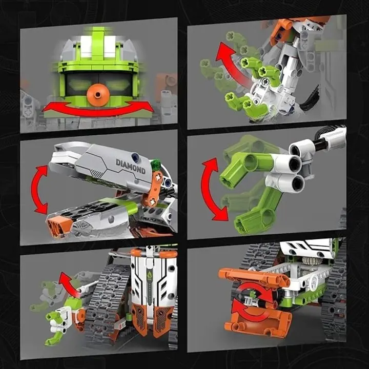 Конструктор робот программируемый STEM-робот 5 в 1 Builder PRO с пультом и приложением робот-трансформер для детей на радиоуправлении, 539 деталей - фото 4