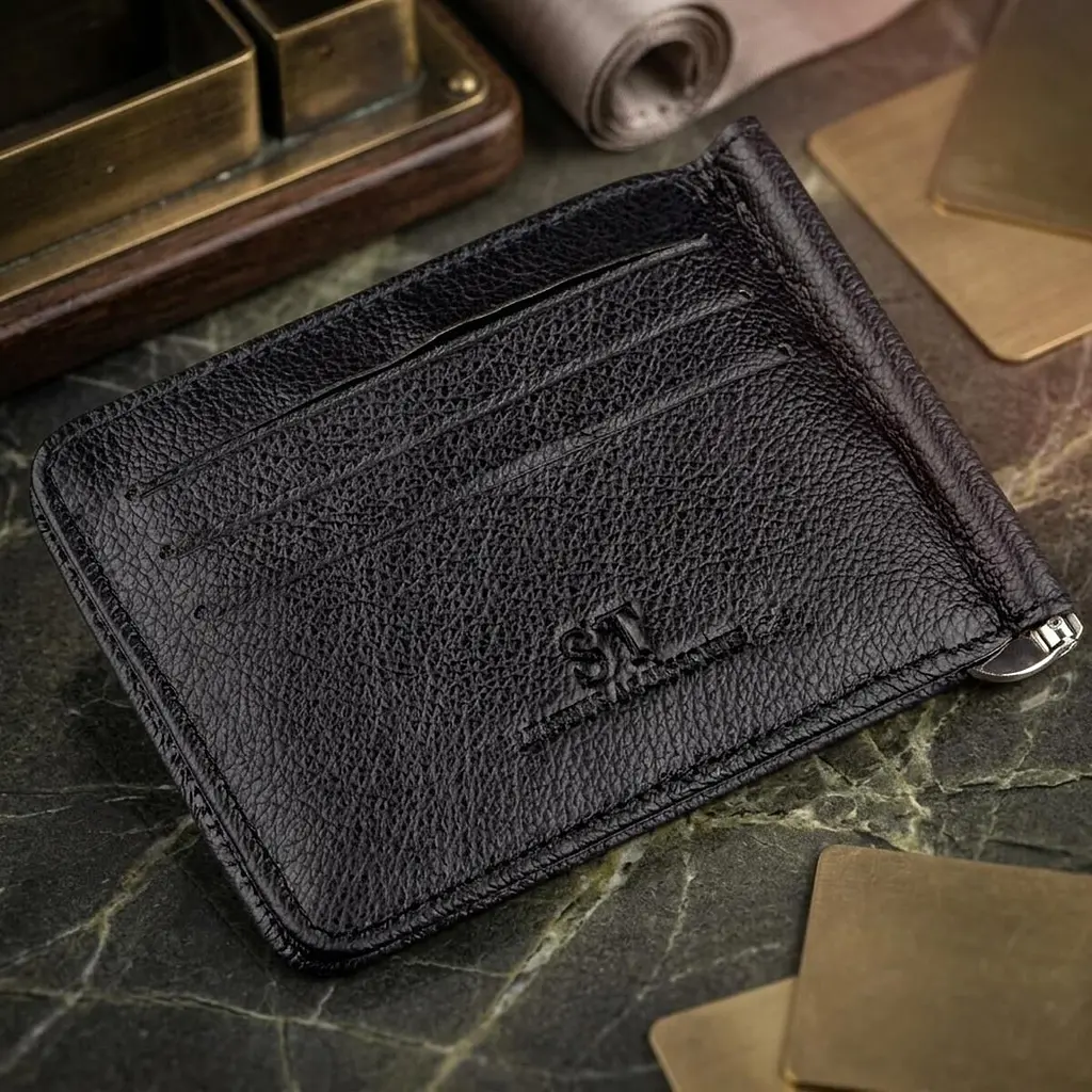 Шкіряний чоловічий затискач на магніті ST Leather 18937 чорний - фото 4
