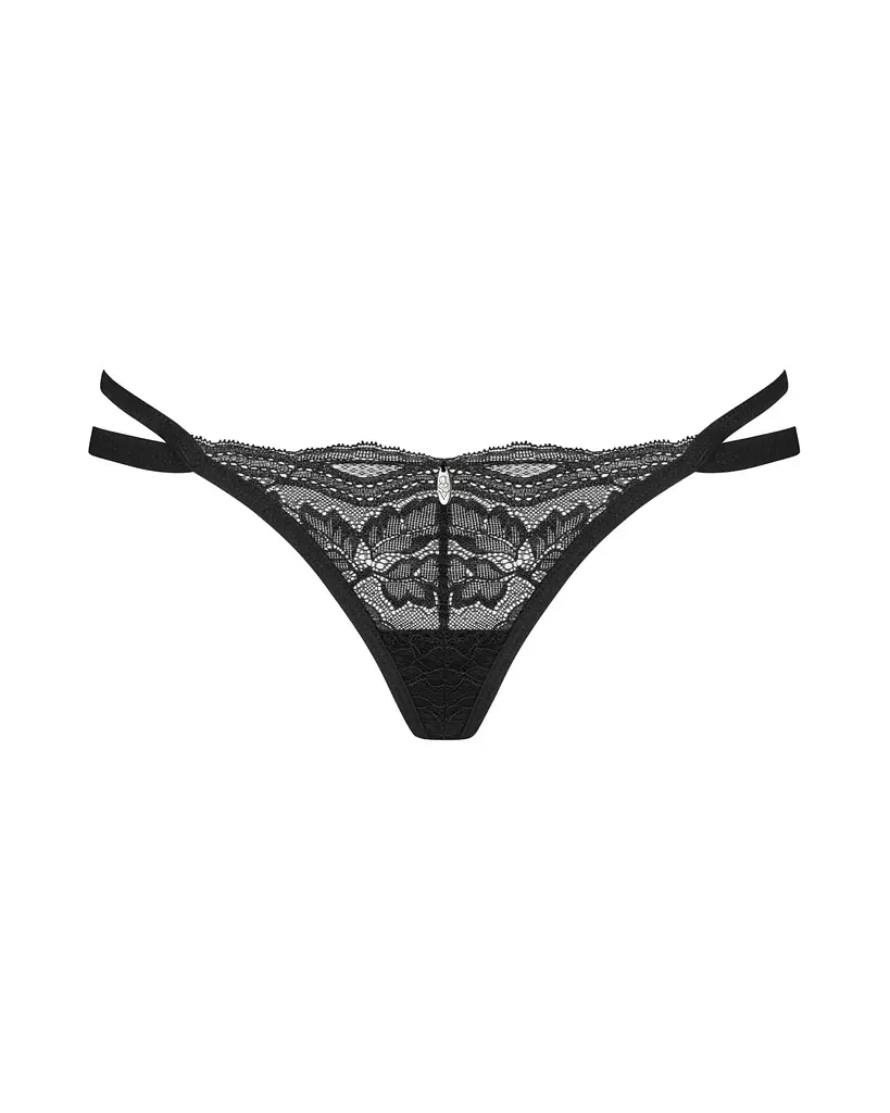 Трусики-стрінги Obsessive Nutris thong, XL/2XL, мереживні, дуже м’які, з подвійними боковинками - фото 2
