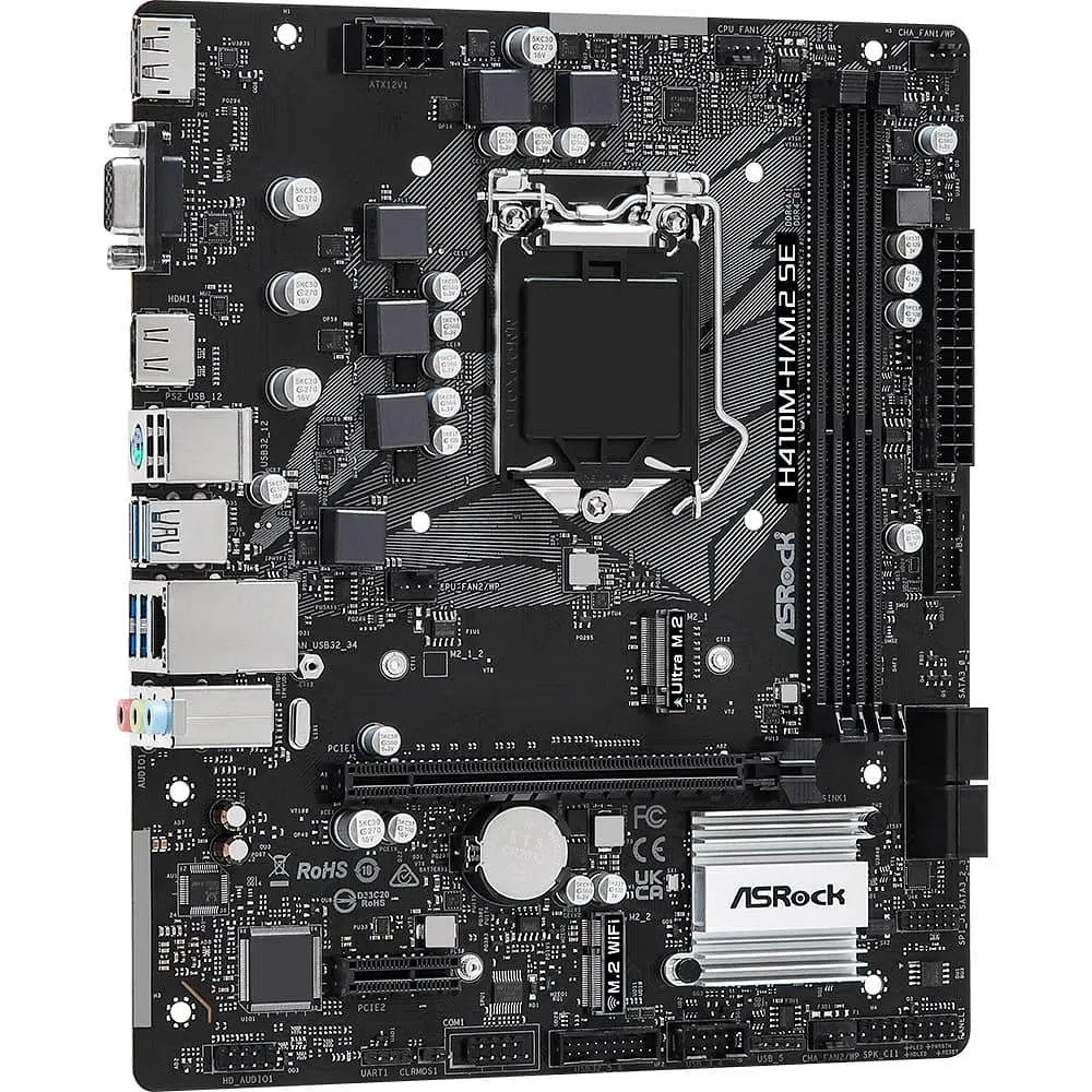 Материнська плата AsRock H410M-H/M.2 SE (H410M-H/M.2 SE) (Socket 1200, Intel H410, Micro-ATX) - фото 2