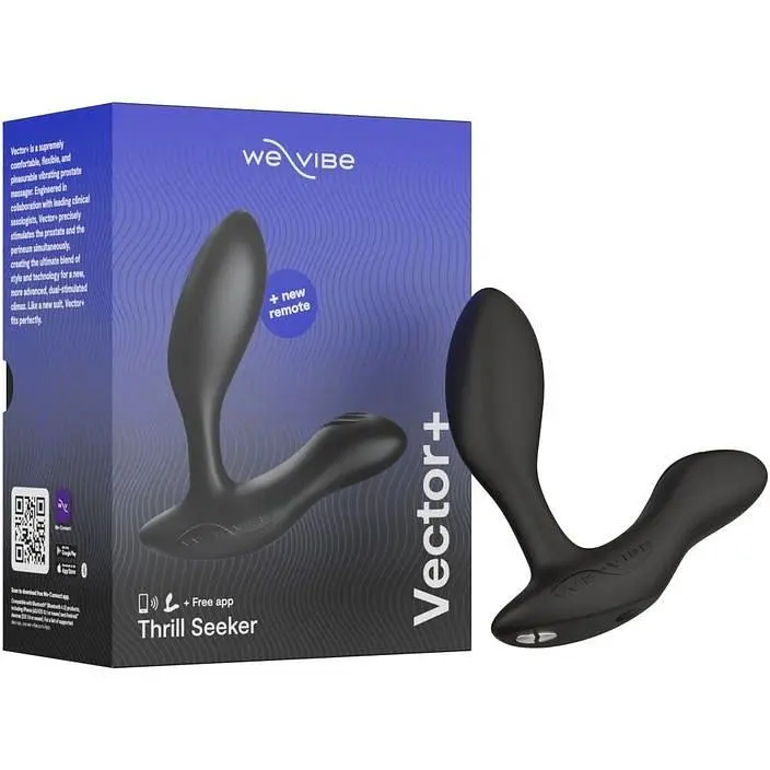 Смарт-вібромасажер простати We-Vibe Vector+ Charcoal Black пульт ДК регульований кут нахилу - фото 7