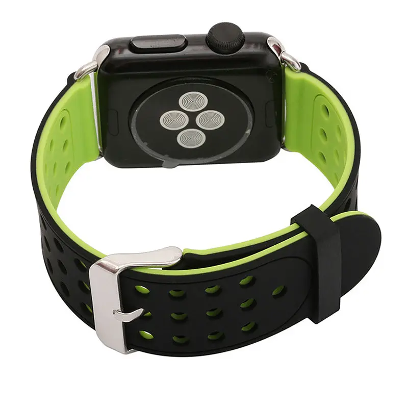 Подвійний ремінець Primo з перфорацією для Apple Watch 42 мм, 44 мм, 45 мм Black Green - фото 2