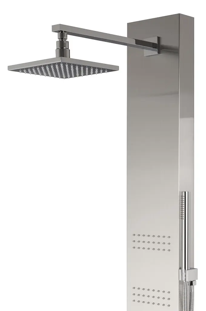 Душевая панель Corsan Neo inox LED с изливом и термостатом S060TSLLEDW, Нержавеющая сталь - фото 2