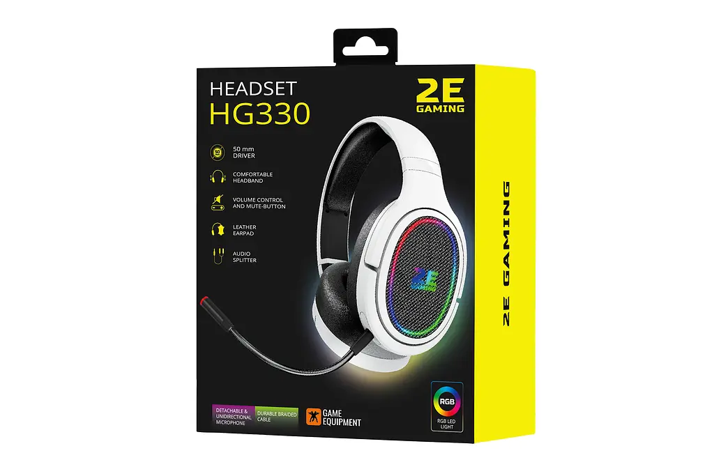 Гарнітура ігрова 2E Gaming HG330 RGB 3.5 мм White (2E-HG330WT) - фото 2