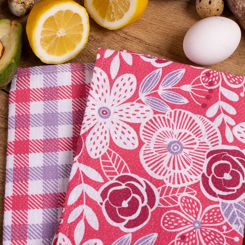 Набор вафельных полотенец MirSon №605 Red rue 60х45 см 2 шт. (2200006740124) - фото 2