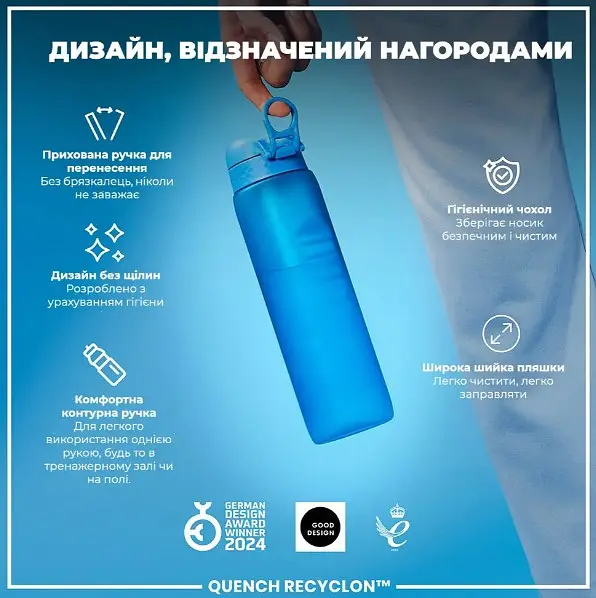 Бутылка для воды ION8 1000 мл (ЭКО бутылка) BPA Free Blue (I8RF1000BLU) - фото 4