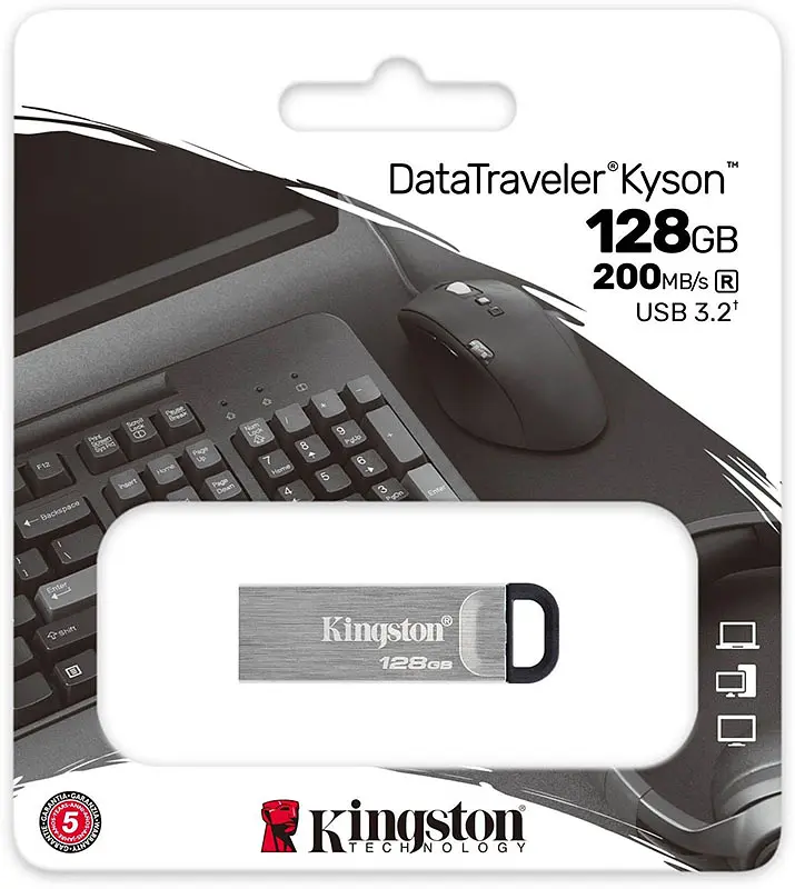 USB Flash Kingston DataTraveler Kyson USB 3.2 128Gb Silver Black - фото 3