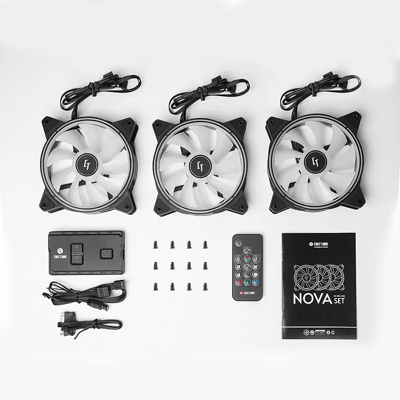 Вентилятор для корпуса 120mm*3 Chieftec Nova NF-3012-RGB fan set - фото 7
