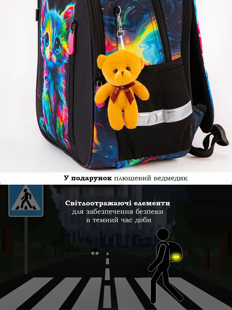 Ортопедичний рюкзак 3 в 1 з пеналом та мішком для дівчинки School Standard 375 гр 17 літрів Цвітний - фото 9