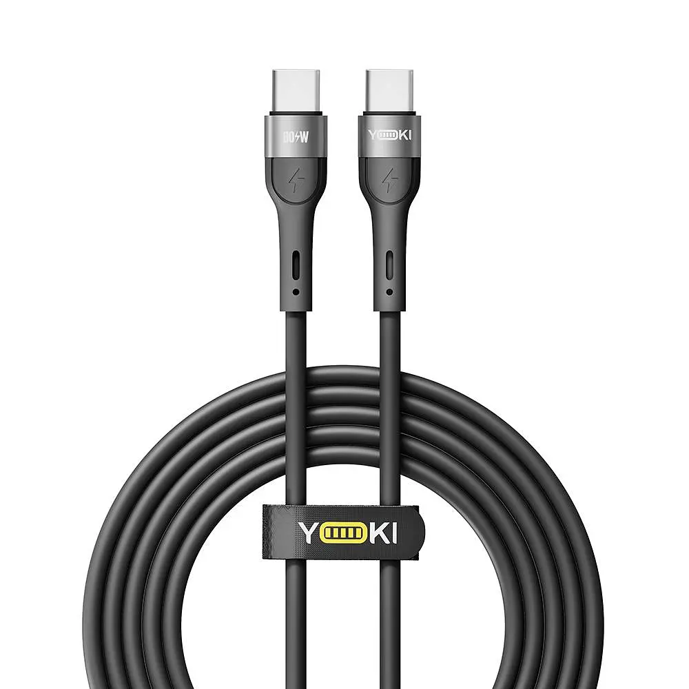 Кабель для заряджання та обміну даними USB Yoki YK-EX11 EXTRA Series Type-C to Type-C 60W 3A/20V 2 m Black