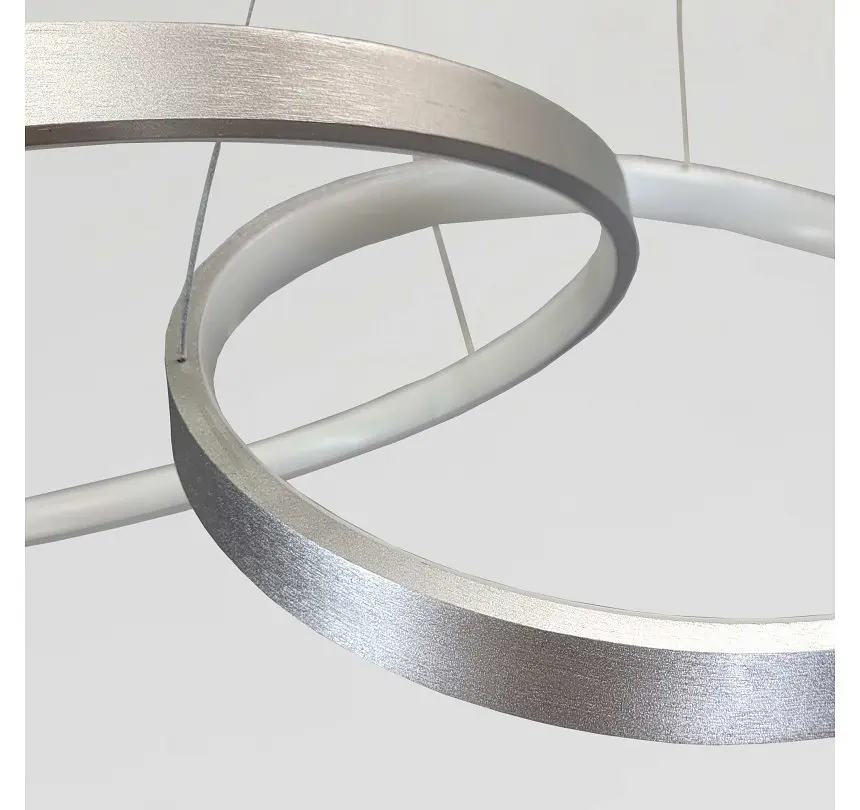 Срібляста підвісна LED люстра з 4 переплетених кілець Artlight YDH2160/4CH для сучасного інтер'єру - фото 4
