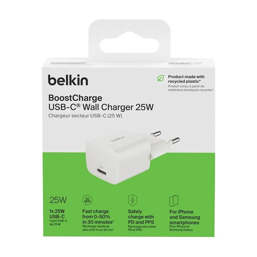 Зарядний пристрій Belkin USB-C PD25W PPS white (WCA012KQWH) - фото 4