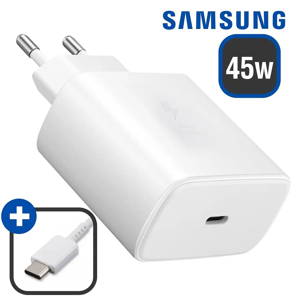 Зарядное устройство комплект с кабелем Samsung 45 W 1 выход USB-C PD белый (EP-TA845XWE) - фото 5