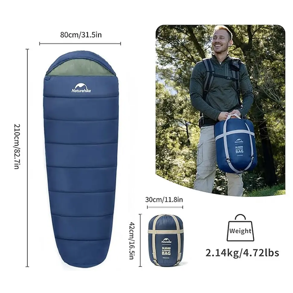 Спальный мешок с капюшоном Naturehike MJ600 CNK2300SD014 Темно-голубой - фото 2