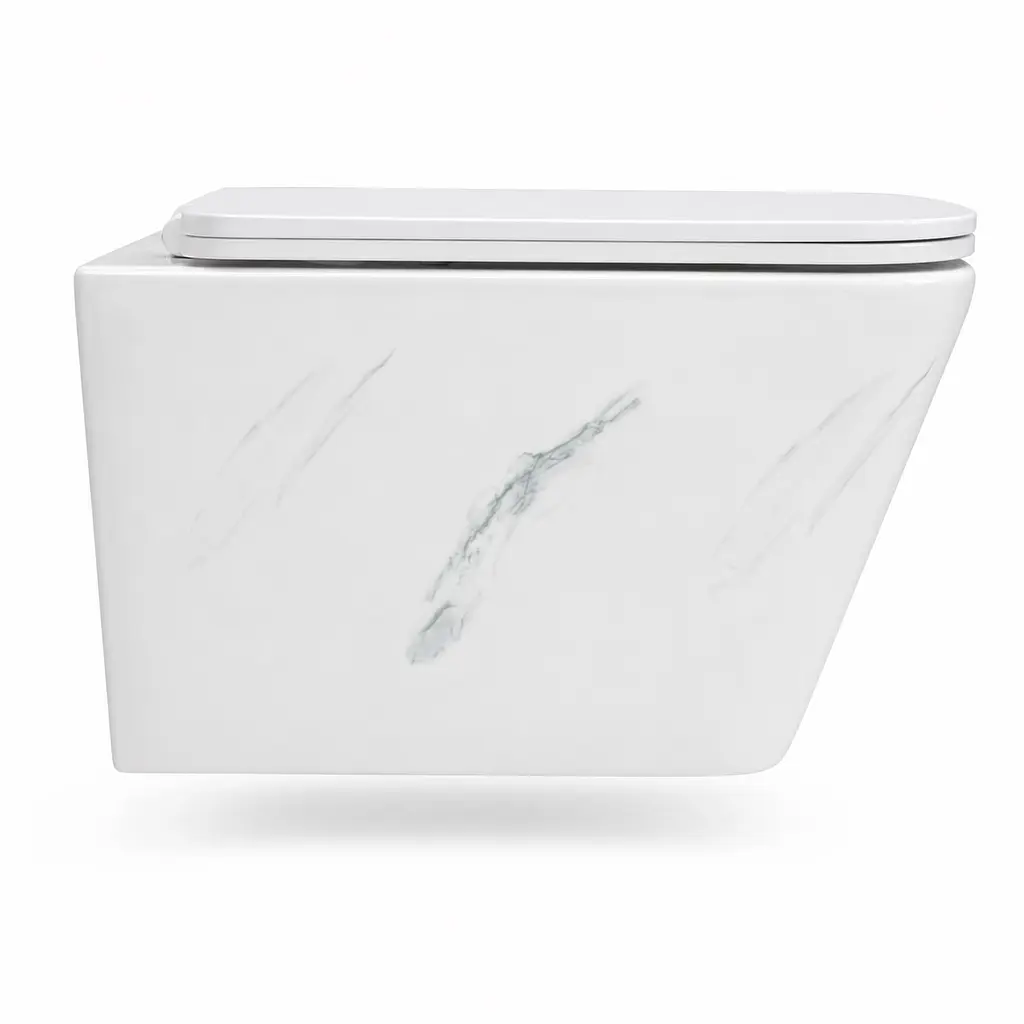 Підвісний безободковий унітаз VBI Caprera Tornado 52x36 см marble nature VBI-020304 - фото 5