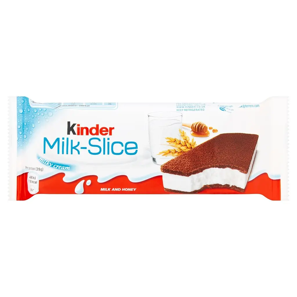 Упаковка бісквітів Kinder Milk Slice з молочною начинкою 20 шт х 28 г
