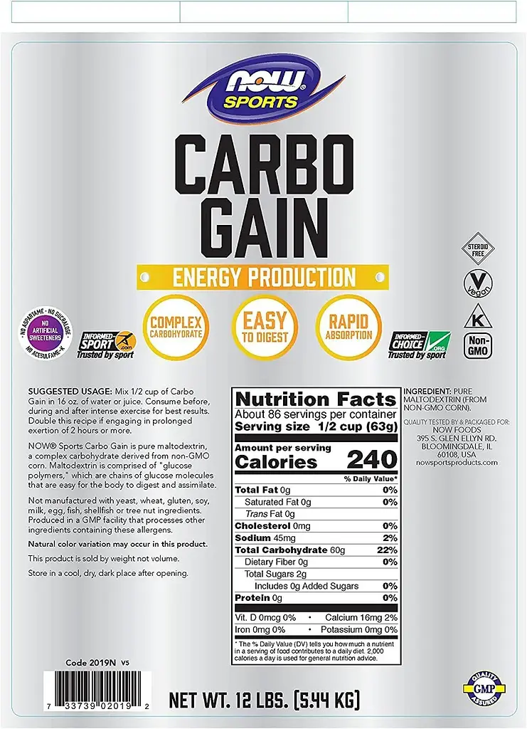 Чистий Вуглевод Carbo Gain - 5440 г Без смаку - фото 2