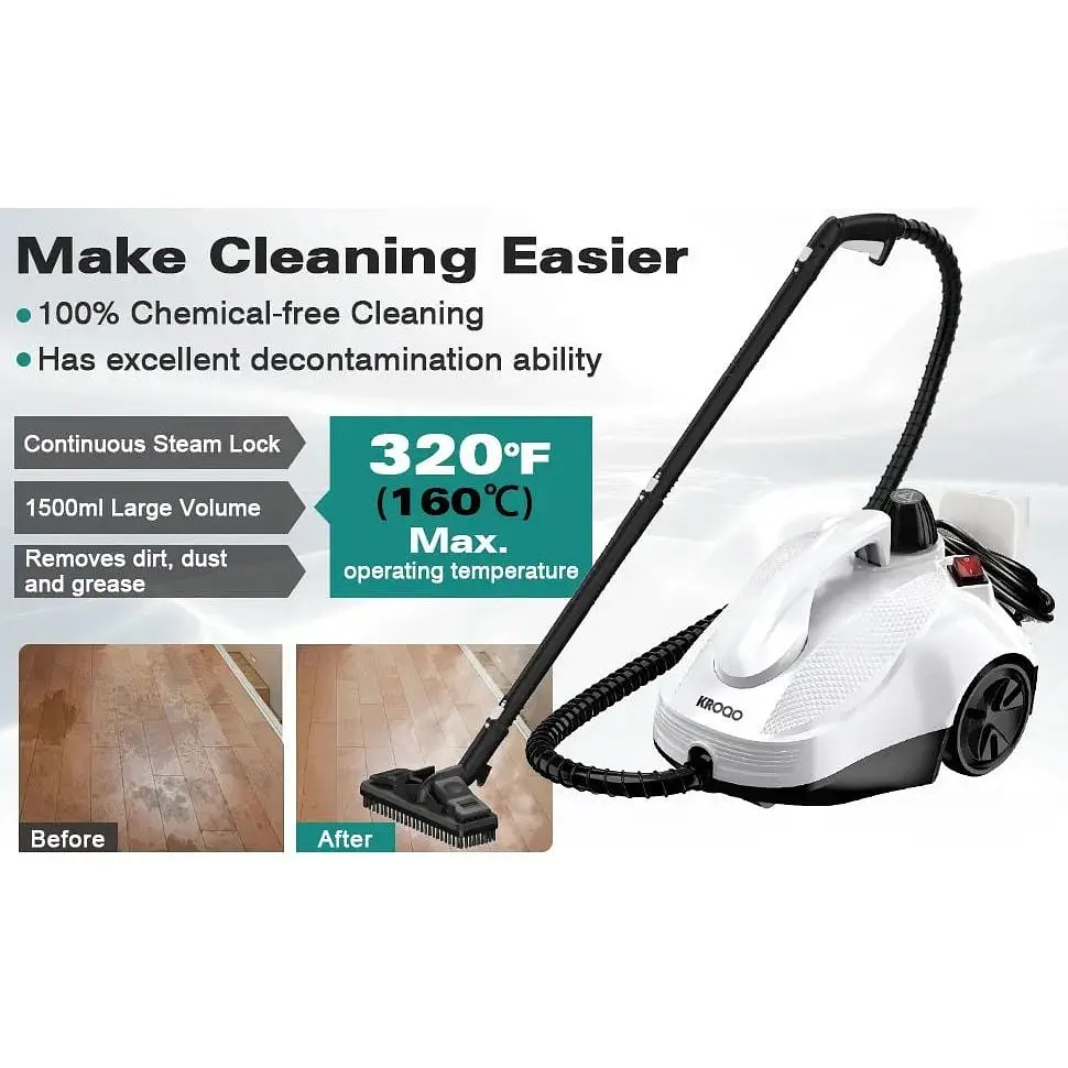 Пароочиститель Kroqo SW618-D с 23 аксессуарами мощный отпариватель для чистки и удаления грязи - фото 4