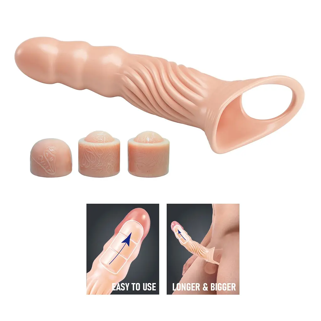 Насадка на пеніс Pretty Love 3.0" Adjustable, 24 см (тілесний) - фото 7
