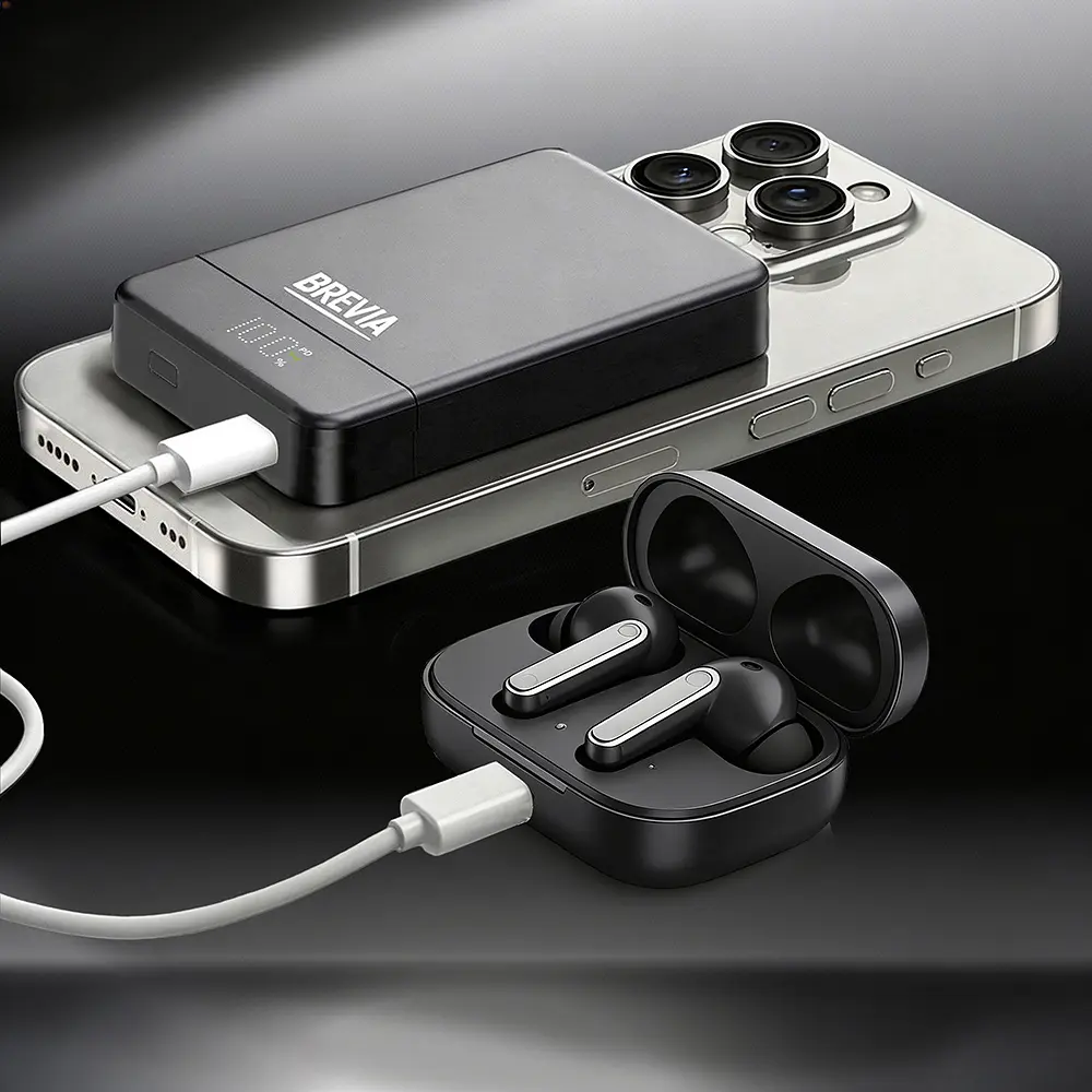 Повербанк (Power Bank) Brevia ePower 10000mAh MagSafe SuperSlim PD20W, Qі15W LCD чорний(45530MSB) - фото 9