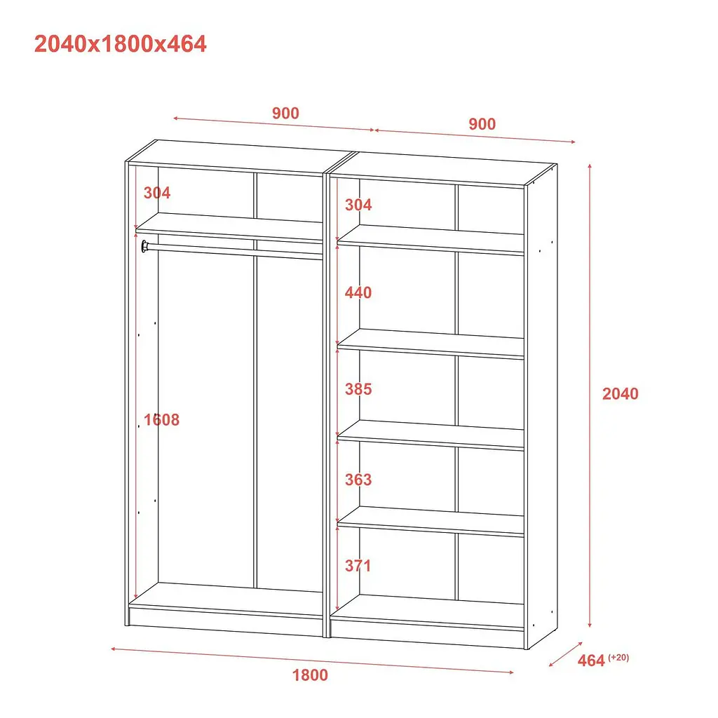 Комплект Doros Промо з полицями Сірий 2+2 ДСП 180х48х204 (80737771) - фото 9
