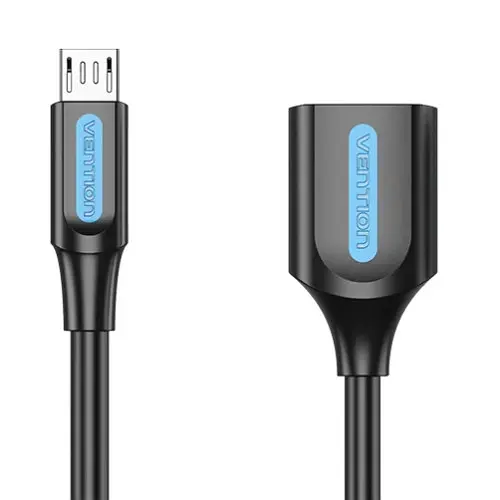 Перехідник USB 2.0 Micro BM USB AF (OTG) 0.15 м, PVC Vention чорний - фото 2