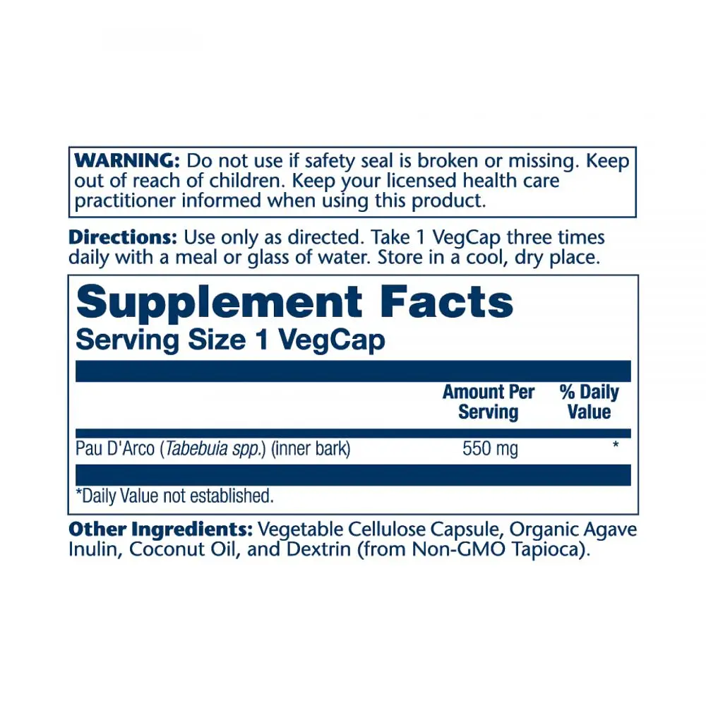 Кора мурашиного дерева Solaray Pau d'Arco 550 мг 100 капсул - фото 2