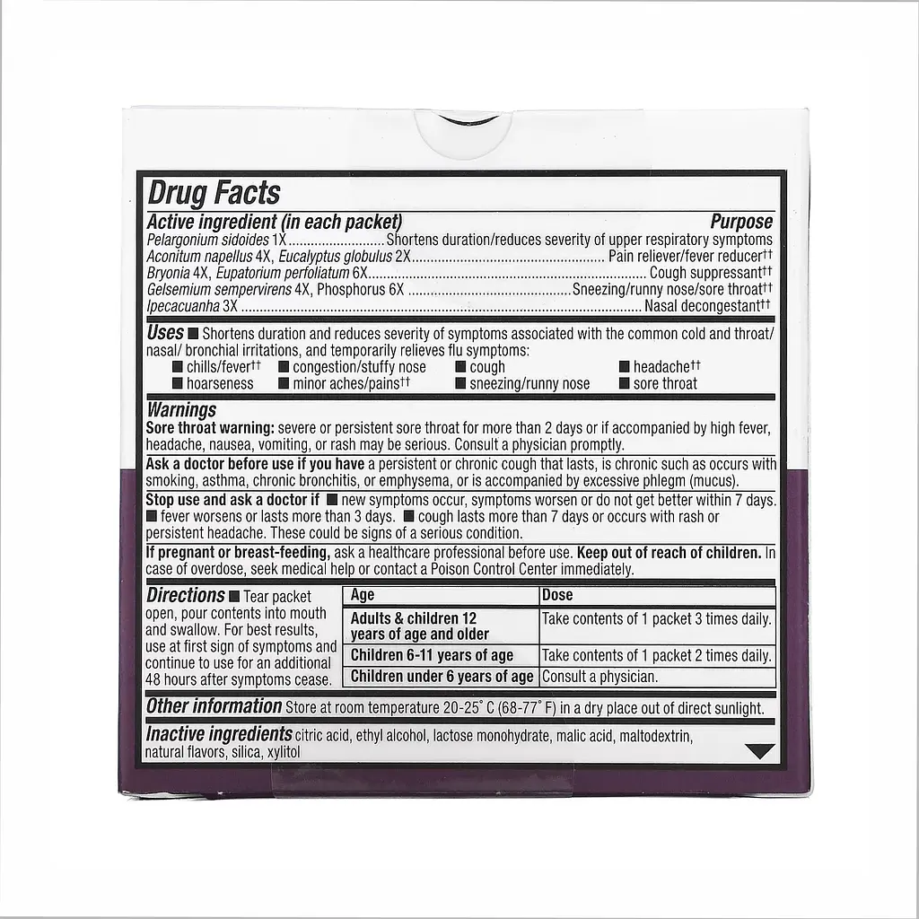 Засіб проти застуди Umcka Cold & Flu Berry Fastactv - 10×0.9 г, ягідний - фото 2