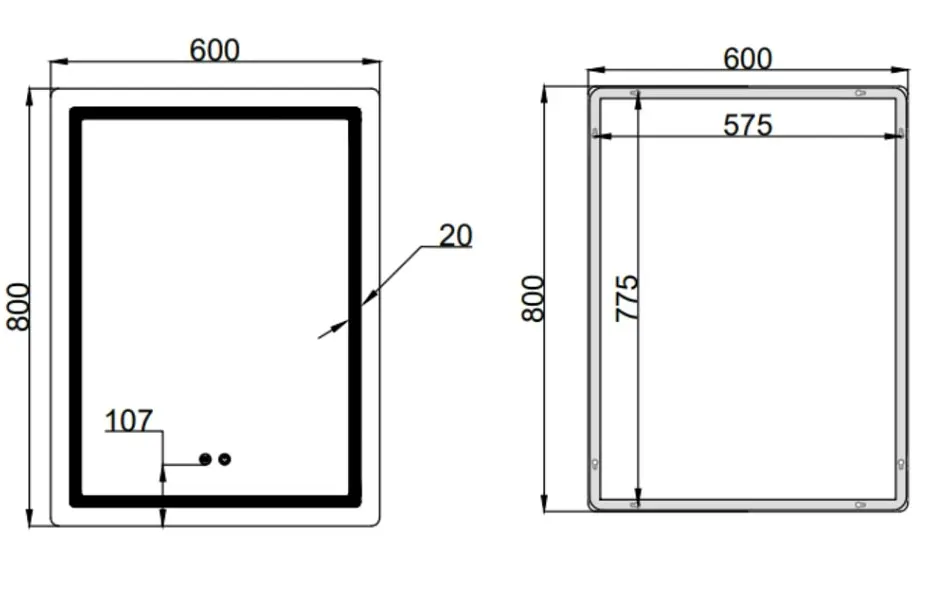 Дзеркало Qtap Mideya (MI2) прямокутне з LED-підсвічуванням Touch QT2078F6080 - фото 2